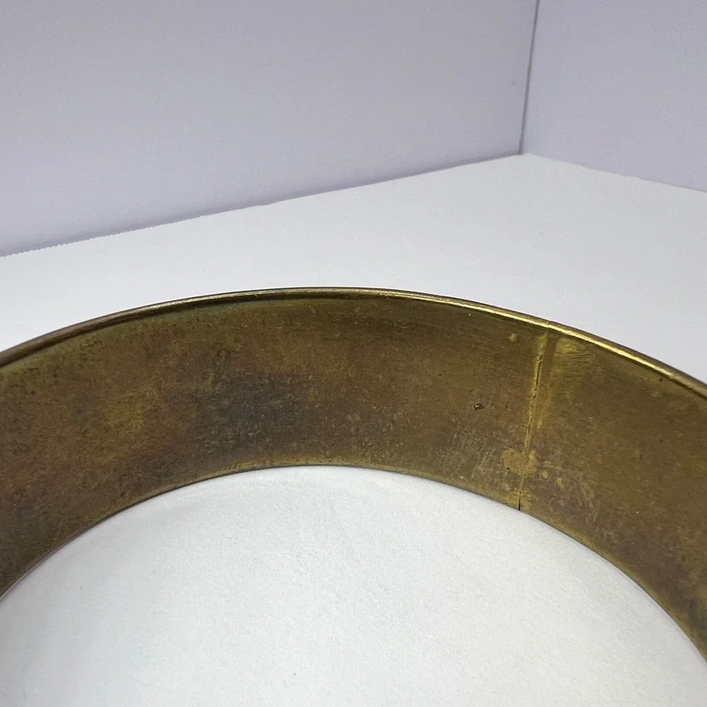 Vintage Hammered Brass Bangle Bracelet Handcrafted Jewelry Boho 70s Chunky Retro